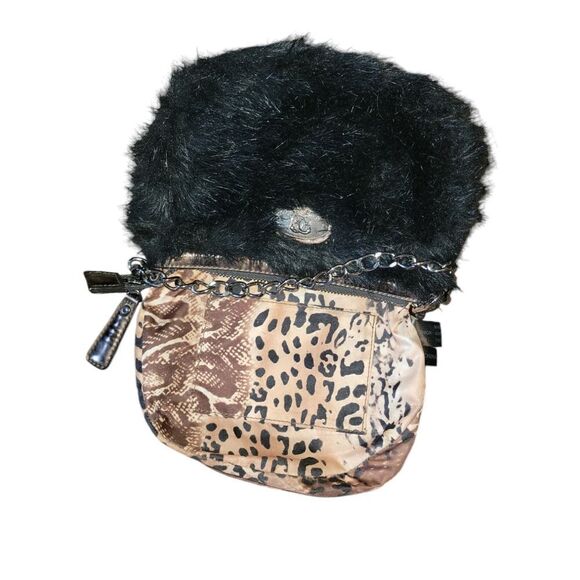 SHARIF Black Faux Fur Handbag Crossbody Handbag 2000s - Picture 6 of 11